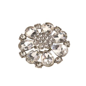 Rhinestone Flower Decorative <b>Buttons</b> Silver Alloy Clothing Accessories Nickel Free For Fur Coats - Product Image 4