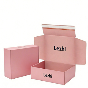 Boîtes en papier rose personnalisées pour l'emballage, l'expédition, boîte à courrier ondulée avec fermeture éclair, emballage avec logo imprimé personnalisé - Product Image 1