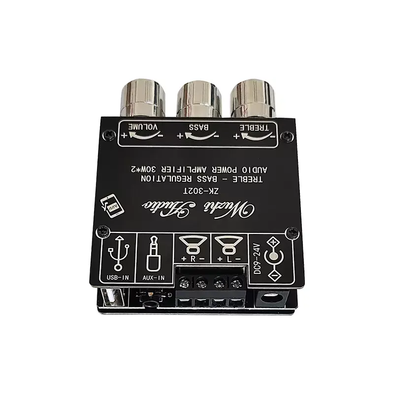 Zk-302t Blue tooth Digital Power Amplifier Board Module 2.0 Stereo Dual Channel 30w+30w With High And Low Tone