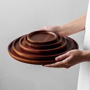 Wholesale Popular Dish Modern Wooden Round <b>Tray</b> & Plate for Tea <b>Dinner</b> Dessert Cake Storage - Product Image 1