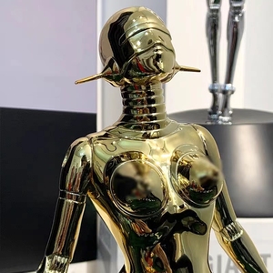 Personajes de base de montaña vacíos de acero galvanizado de vidrio moderno creativo aterrizaje escultura grande - Product Image 6