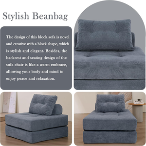 Sàn khách giường có thể tháo rời dây kéo trở lại hỗ trợ chuyển đổi cắt ngủ túi Đậu sofa với gối - Product Image 6