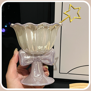 Tasse en céramique élégante rose avec nœud, bol à dessert vintage à bord festonné, jolie coupelle à sundae pour la maison <span class=keywords><strong>et</strong></span> la cuisine - Product Image 4