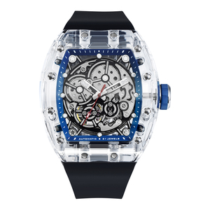 Reloj Automático Skeleton para Hombre, Cristal de Zafiro, Reloj Mecánico, Correa de Fluororubber, Resistente al Agua 3ATM, Reloj de Lujo - Product Image 1