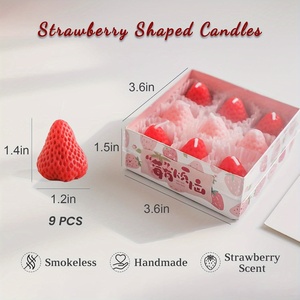 Set di Candele Tealight alla Fragola Rossa, 9 Mini Candele in Cera di Soia con Forte Profumo di Fragola per Fragranza Domestica, Regalo - Product Image 6