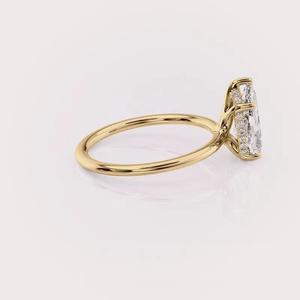 แหวนทองคำ 18kt สีเหลือง/ขาว/โรสโกลด์ ประดับเพชรทรงมาร์คีส์ที่สร้างขึ้นในห้องปฏิบัติการ - Product Image 3