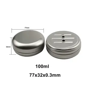 80ml 65*30mm cosmético pequeño personalizado plata metal aluminio lata caja para jabón con agujeros bálsamo labial contenedor