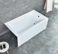 Baignoire autoportante rectangulaire moderne en acrylique, approuvée CUPC, pour intérieur, avec fonction de trempage profond et design à simple rebord, pour salle de bain