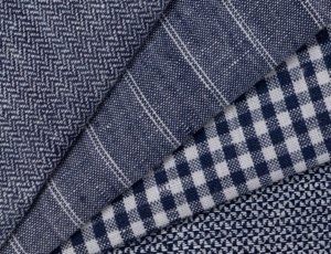 1235 सनी चेक और धारी कपड़े, शुद्ध और प्राकृतिक सन फ्रेंच सनी कपड़ों के लिए, थोक यार्न रंगे प्लेड सनी fabr - Product Image 6