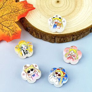 Wholesale Acrylic DIY Beautiful <b>Sweet</b> Cute Girl Flower Shape Bead Materials for Jewelry Making with Holes Cartoon Accessories - Product Image 2