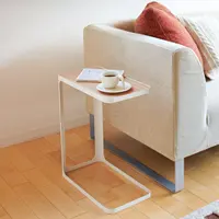 מודרני עץ מתכת לבן c בצורת מגש שולחן ספה סוף ספה צד שולחן עם מתכת רגל סלון ריהוט