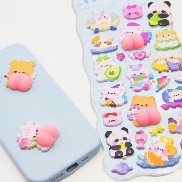 3D Stereoscopic Waterproof Customizable Butt Pinch Fun Children's Stress Relief Cartoon Cute Girl Phone Case Decorative Stickers