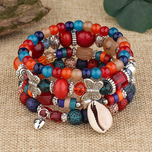 Woven <b>Bracelet</b> Natural Stone Crystal Shell <b>Butterfly</b> Pendant Multi-layer <b>Bracelet</b> Set for Women Uionen 1315 - Product Image 1