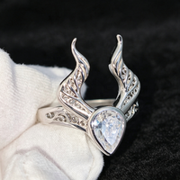 Bague en argent sterling 925 avec moissanite taille poire, motif bois de cerf, filigrane vintage, creuse et sculptée, style gothique, pour femme
