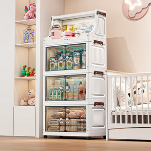 Pengatur pakaian lemari lipat, lemari penyimpanan bentuk persegi panjang untuk bayi Multi lapisan rak plastik - Product Image 3