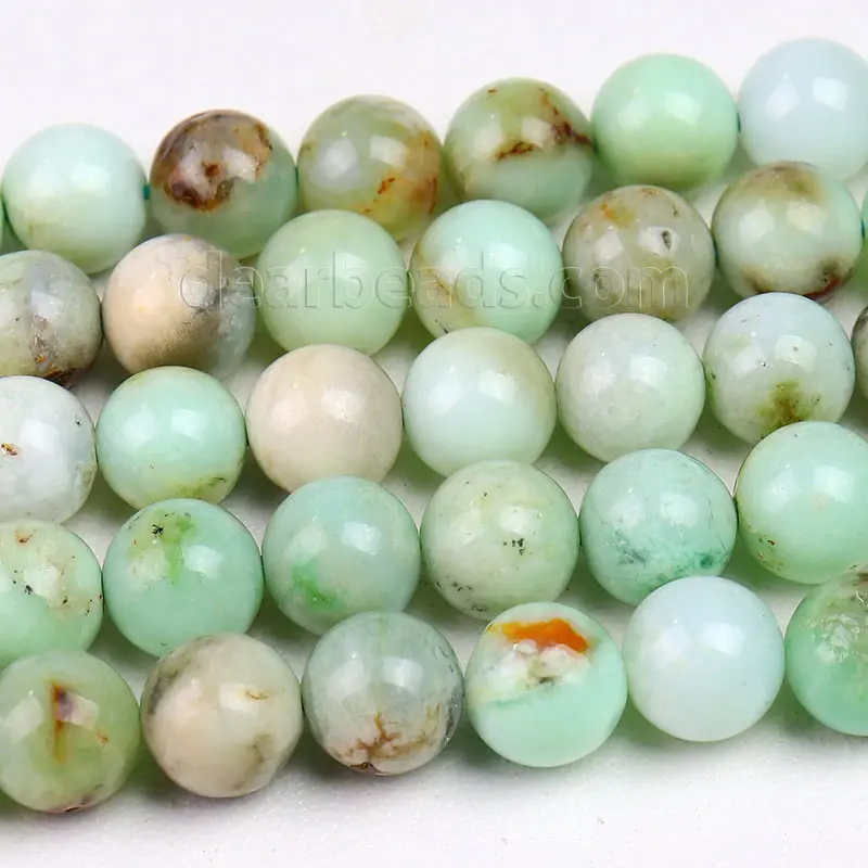 Manik-manik krisan asli alami longgar, untaian manik-manik kalsedon giok Australia hijau untuk pembuatan perhiasan DIY 6mm 8mm 10mm