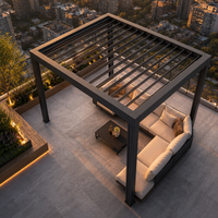 Pérgola de Aluminio de Alta Resistencia con Techo Motorizado y Persianas Resistentes al Viento para Terrazas Urbanas, Jardines y Extensiones de Techos