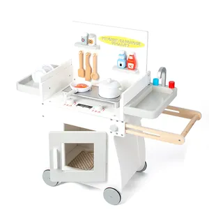 Wooden Kitchen Bbq Cart Toy Role Play Kitchen Set Toys Wood Pretend Play Educational Toys For Toddler