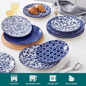 Platos de Cerámica Personalizados, Platos Grandes Vintage para Cocina, Platos de Porcelana Azules y Blancos, Aptos para Microondas, Horno y Lavavajillas - Product Image 3