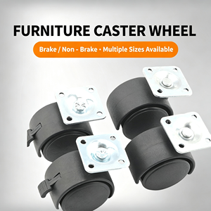 Sofa Caster Wheels Set of 4, Heavy Duty Swivel Furniture Casters with Locking Brake, 360 Quiet PU Wheels for Bed, Cabinet, <b>Table</b> - Product Image 4