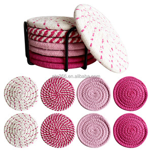 Blank Cotton Woven Coasters Personalize Boho Coaster Set for Drinks Custom Pure Cotton Coasters