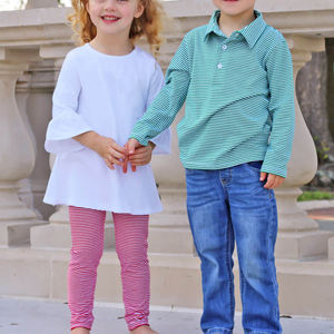 Custom Pattern Kid Pullover Light Blue Stripe Long Sleeve <strong>Polo</strong> Unisex Casual Children Clothes Baby Premium Cotton Solid Smocked - Product Image 6