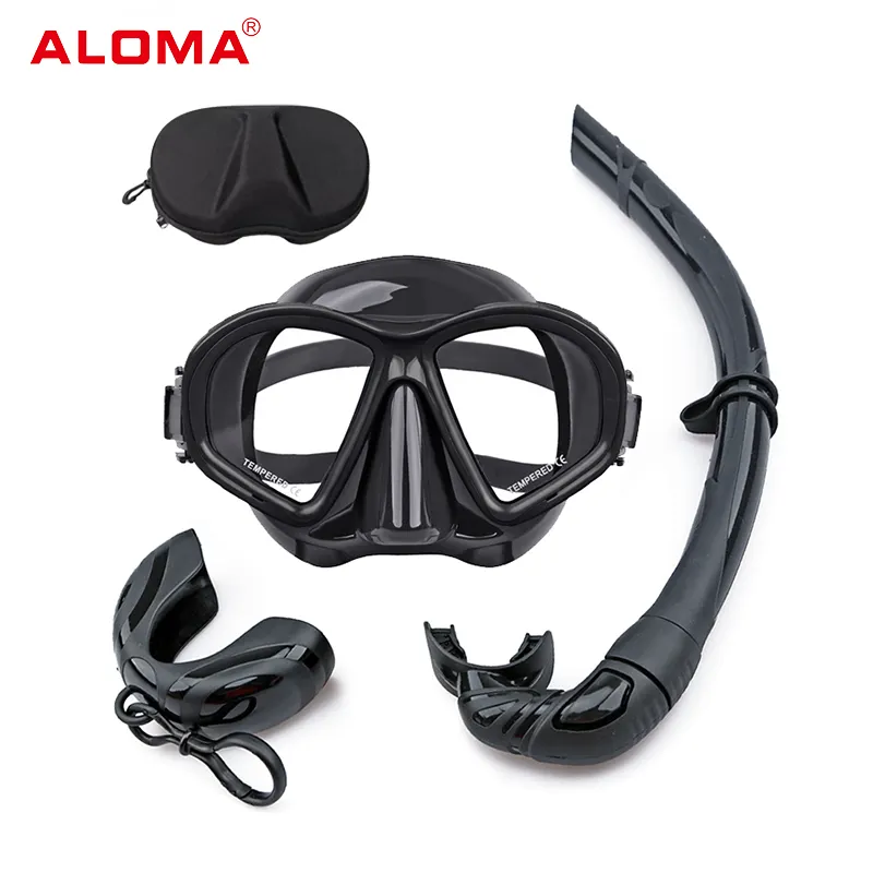 Aloma venda quente mergulho máscara impermeável silicone mergulho máscara freediving óculos e snorkel molhado set