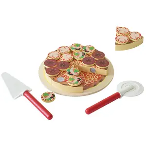 مجموعة ألعاب طعام مونتيسوري مع أداة تقطيع لعبة بيتزا طعام محاكاة البيتزا إكسسوارات مطبخ للأطفال الصغار من عمر 3-5 سنوات