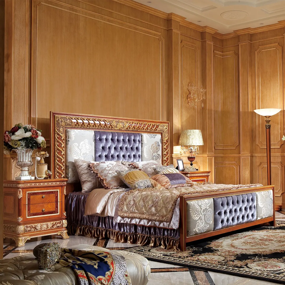الفاخرة الأوروبية الكلاسيكية المنزل مجموعة اثاث الملك الملكة حجم غرفة نوم