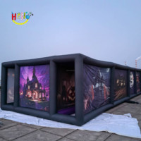 Maison de chasse noire pour Halloween Grand labyrinthe d'horreur gonflable labyrinthe hanté