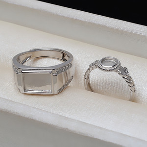 Bandeja de Plata S925 para Joyería DIY, Anillo de Perlas para Hombre y Mujer, Anillo para el Cabello, Bandeja para Pegamento, Modelo 3132, Bandeja Vacía Hecha a Mano - Product Image 3