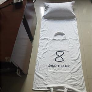 Asciugamani per sedia a sdraio in cotone e lino bianco con tasca asciugamano da spiaggia personalizzabile zaino per sedia a sdraio telo <span class=keywords><strong>mare</strong></span> con cuscino - Product Image 2