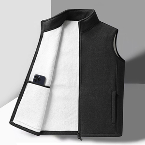 Gilets thermiques décontractés pour hommes, coupe-vent en polaire avec fermeture éclair, col rabattable respirant, vêtements - Product Image 1