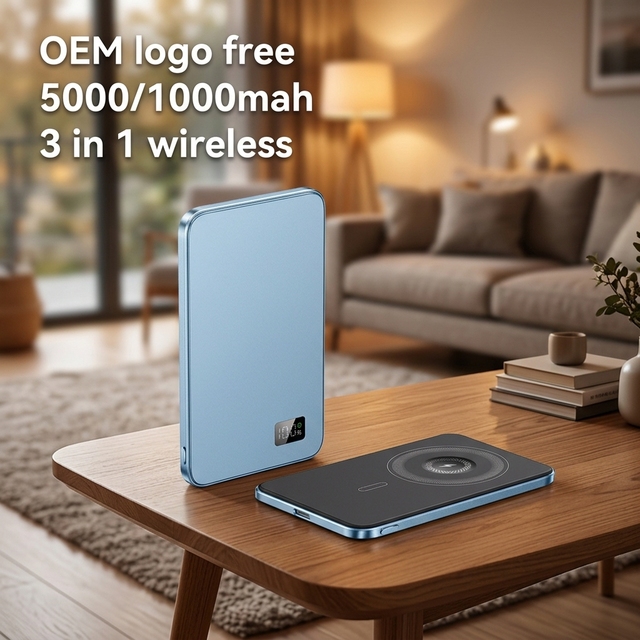 Qi2 10000mAh High Capacity Wireless Power Bank Charger Aluminum 3-in-1 15W Magnetic Battery Pack for iPhone Type-C 3A