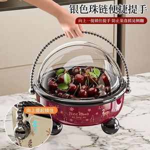 Fruit Bowl With Lid <b>Round</b> Large Capacity Dustproof Storage Tray For Home Living Room Coffee <b>Table</b> Snack Container - Product Image 3