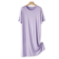 Robe de pyjama décontractée en coton pour femme, coupe droite, manches courtes, unie, longueur ras du sol, style A, grande taille, respirante, écologique, été