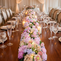 Chemin de table floral moderne de luxe de haute qualité et toile de fond murale en fleurs artificielles en soie - Décoration durable pour mariage et banquet F-FR003