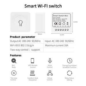 Ewelink รีโมทคอนโทรลแอปควบคุมด้วยเสียงที่ใช้ได้กับ <span class=keywords><strong>Alexa</strong></span> Google Home WiFi สวิตช์ตกแต่งบ้านอัจฉริยะขนาดมินิ16A รีโมทคอนโทรลสองขั้ว - Product Image 3