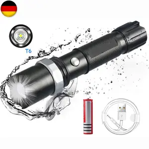 Super brillante USB impermeable Polizei Swat Zoomable 1000 metros Leuchtweite Led Taschenlampe linterna recargable