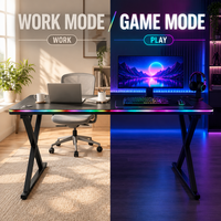 Table de jeu AOR E-Sports en fibre de carbone, bureau ergonomique avec éclairage RVB, design moderne extensible, vente en gros d'usine