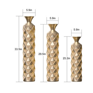 <span class=keywords><strong>Vase</strong></span> de sol décoratif moderne en métal léger, <span class=keywords><strong>vase</strong></span> central à effet vieilli, motif triangulaire 3D, lot de 3 vases, décoration d'intérieur - Product Image 5
