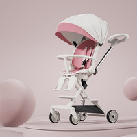 Poussette bébé pliable légère en métal avec position assise-allongée, design bidirectionnel pour une utilisation manuelle