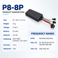 Traceur GPS P8-8P pour voiture et fourgonnette 4G GLONASS/GPRS avec détection ACC, surveillance vocale, géolocalisation, étanche, garantie 1 an