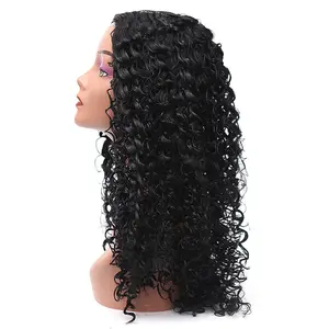 Afrikanische Frauen kurze lockige Haare schwarze Spitze vorderes langes Haar Perücke synthetisches Haar voller Kopfkappe