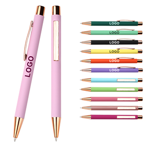 Nuevo Bolígrafo Promocional de Metal Color Oro Rosa con Goma Suave Mate, Estilo de Presión Novedoso, 1.0 mm, Logotipo Personalizado Impreso, Regalos - Product Image 1