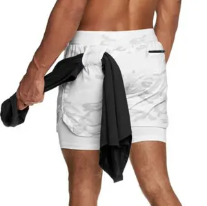 Pantaloncini Fitness da uomo più venduti pantaloncini a rete a doppio strato con pacchetto interno pantaloni Jogger ad asciugatura rapida