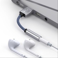 Câble adaptateur audio USB tressé en nylon vers 3.5mm bleu et bleu convertisseur de casque de jeu de puces DAC 10.5CM