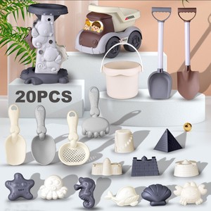 Venta CALIENTE 2025 Juguetes para niños Silicona portátil 20PCS Juguetes Cubo de playa de arena Pala de Castillo de arena Bebé Herramientas de playa de silicona para el verano - Product Image 2