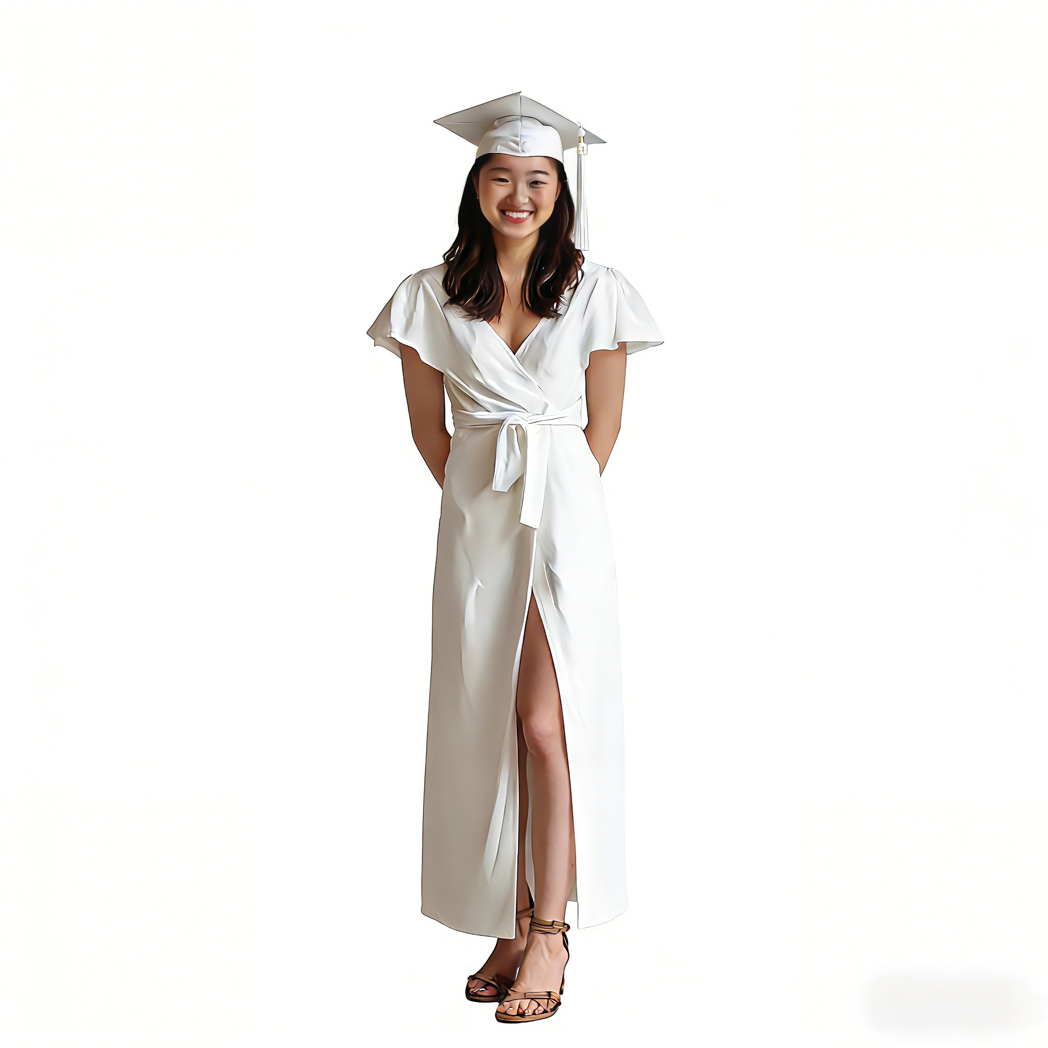 slim fit dress slacks Velvi Tea-Length White Graduation Dress Sisi White / XSmall