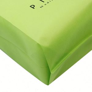 Bolsas de tela no tejida ecológicas verdes tipo camiseta sin mangas con corte en W, superventas - Product Image 5